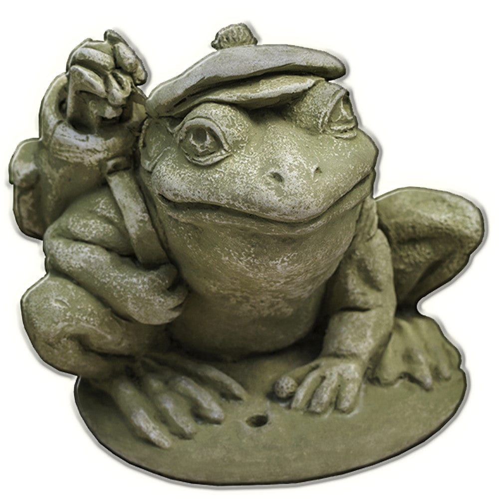 Golfer Frog Cast Stone Garden Statue -Statuary - Outdoor Art Pros