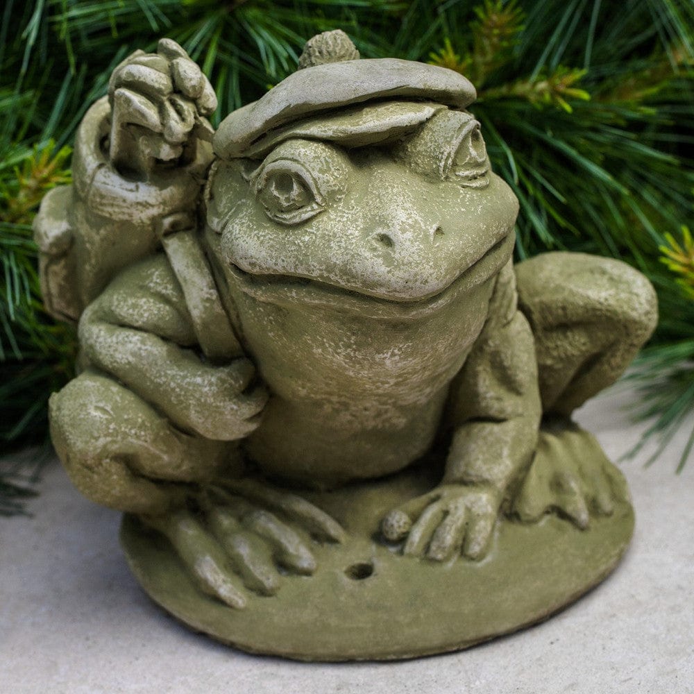 Golfer Frog Cast Stone Garden Statue -Statuary - Outdoor Art Pros