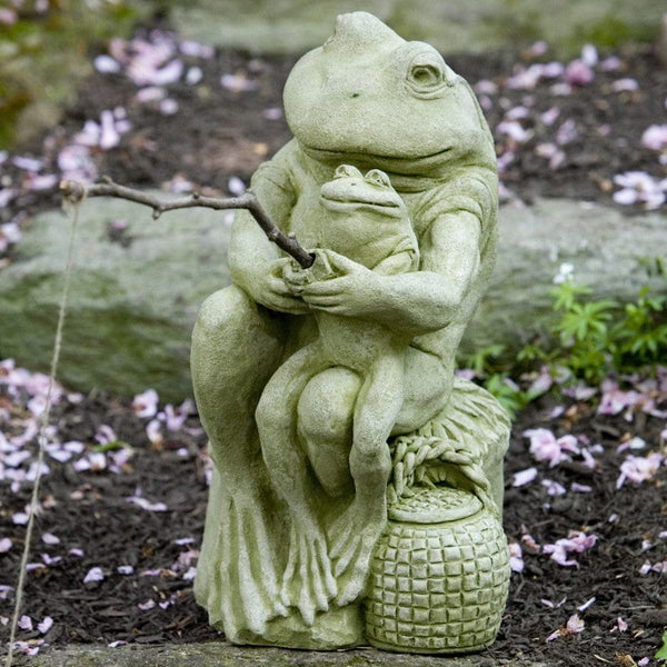 Gone Fishin' Frog Cast Stone Garden Statue