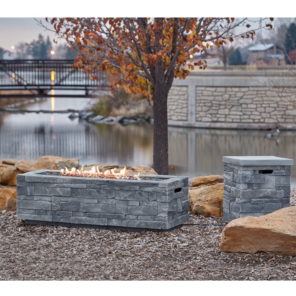 Gray Ledgestone Rectangular Fire Table - Outdoor Art Pros
