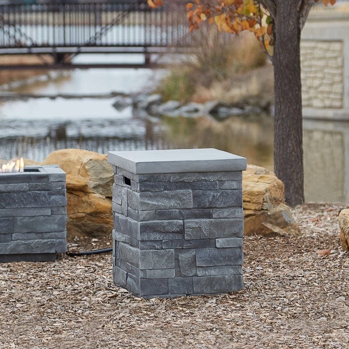 Gray Ledgestone Propane Tank Cover - Outdoor Art Pros