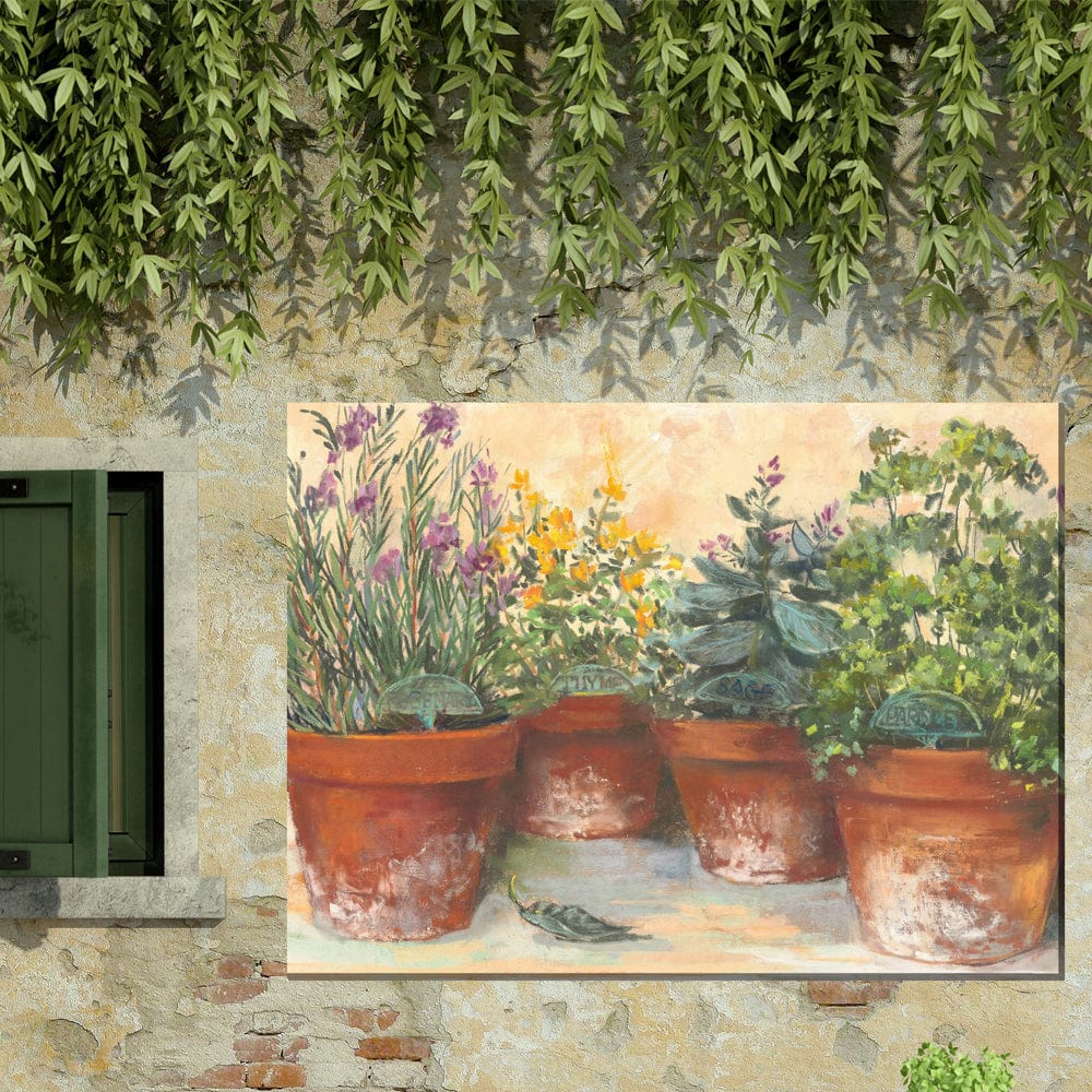 herb plant pots outdoor Herb Pots Outdoor Canvas Art