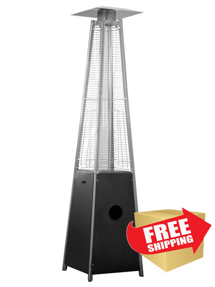 91" Tall Radiant Heat Glass Tube Outdoor Patio Heater in Matte Black  - Outdoor Art Pros