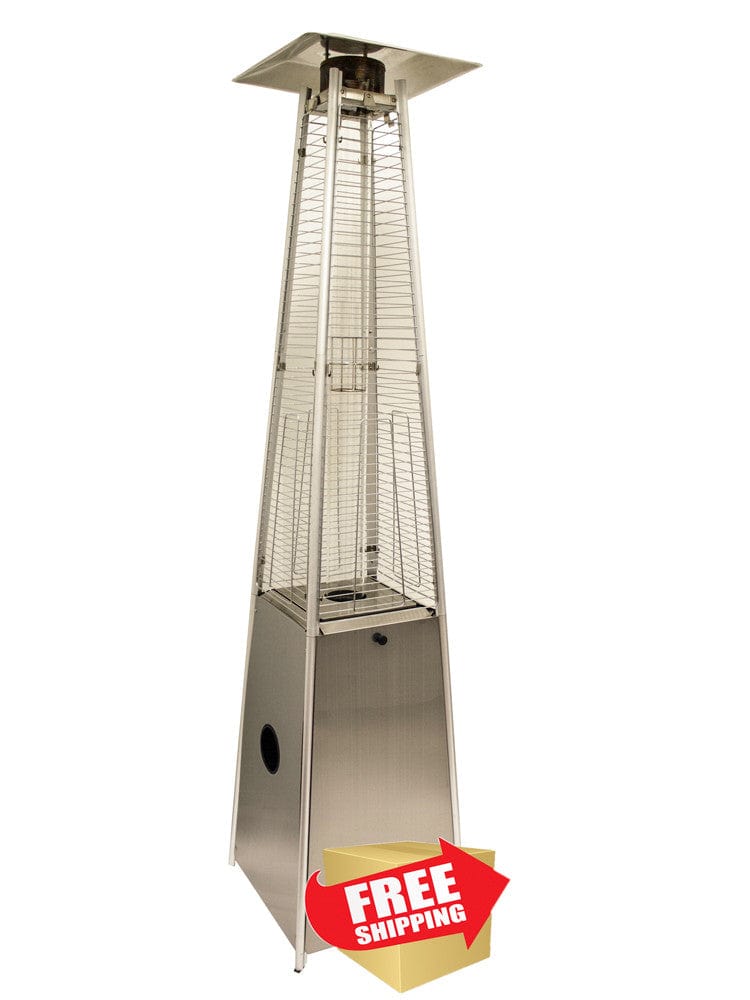 91" Tall Radiant Heat Glass Tube Outdoor Patio Heater in Stainless Steel - Outdoor Art Pros