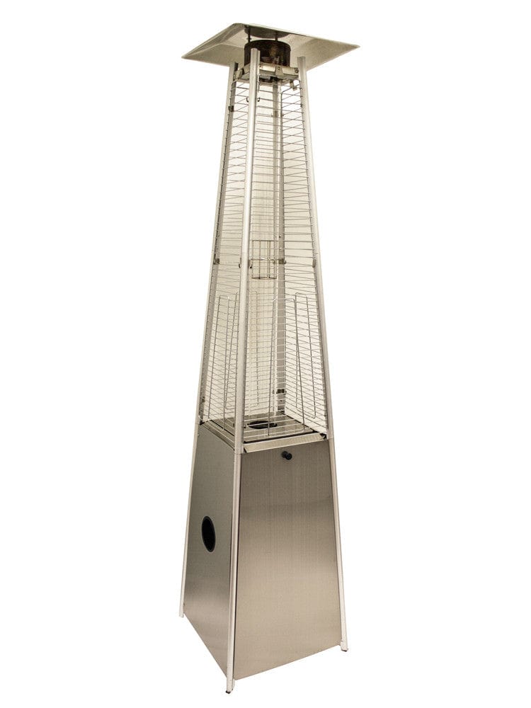 91" Tall Radiant Heat Glass Tube Outdoor Patio Heater in Stainless Steel - Outdoor Art Pros