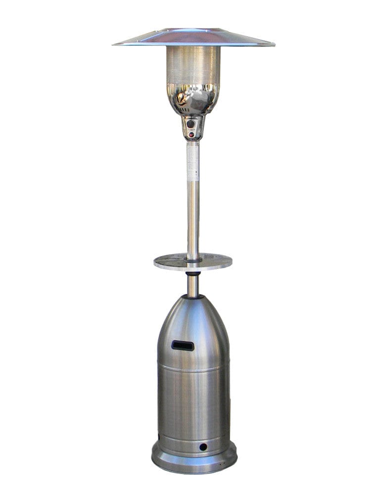 87" Tapered Stainless Steel Patio Heater with Table - Outdoor Art Pros