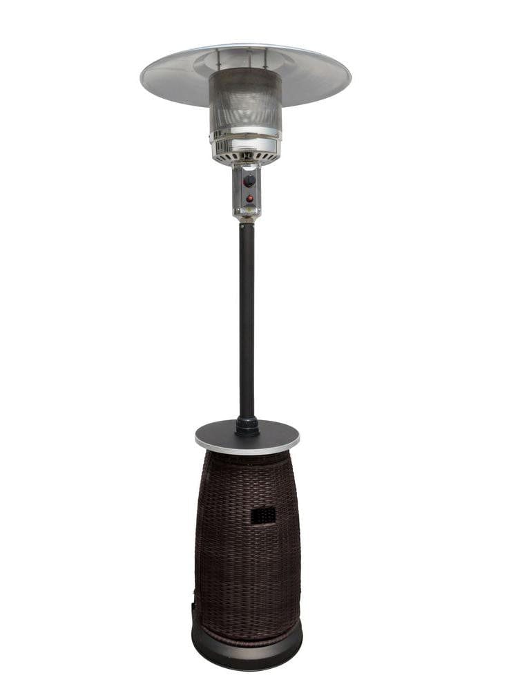 87" Tall Outdoor Resin Wicker Patio Heater with Table - Outdoor Art Pros