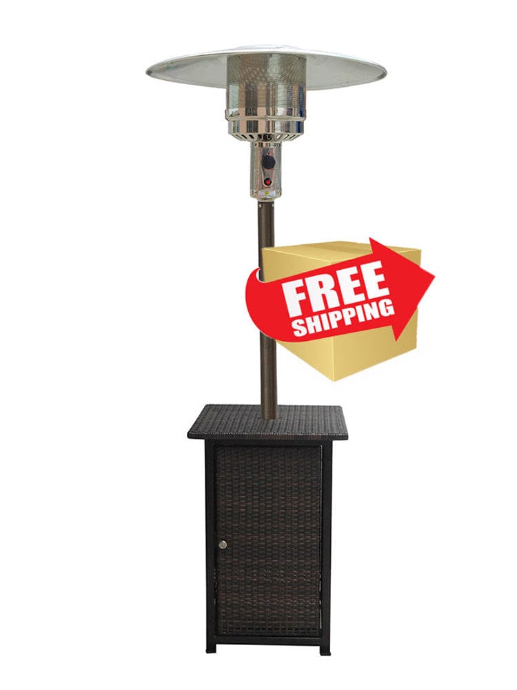 87" Tall Square Wicker Patio Heater with Table - Outdoor Art Pros