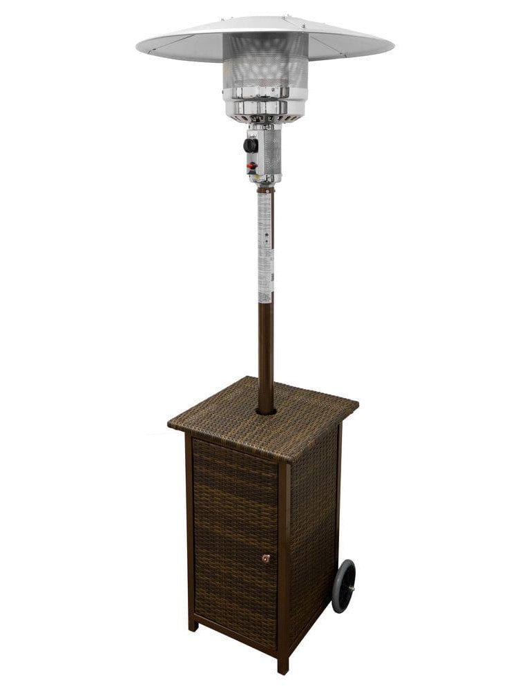87" Tall Square Wicker Patio Heater with Table - Outdoor Art Pros