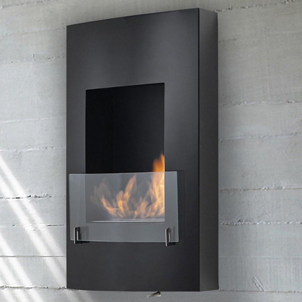 Eco-Feu Hollywood Wall Mounted Biofuel Fireplace in Matte Black - Outdoor Art Pros