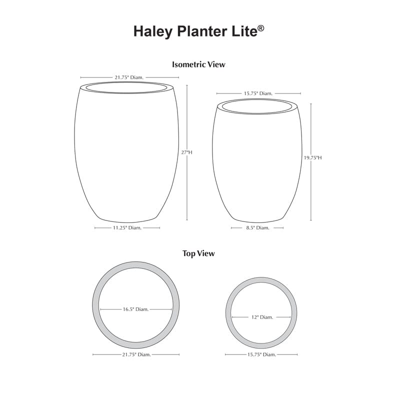 Haley Planter Lite® Specs - Outdoor Art Pros