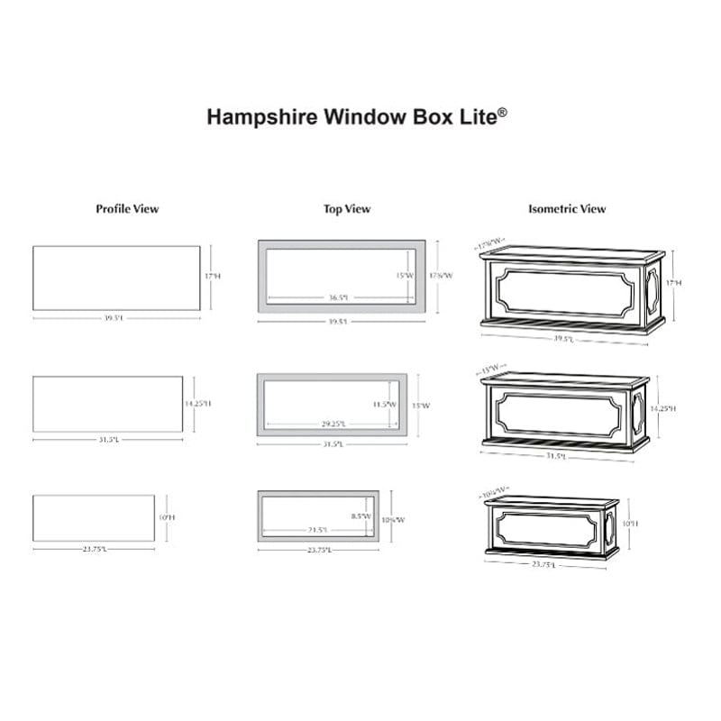 Hampshire Window Box Lead Lite® - Outdoor Art Pros