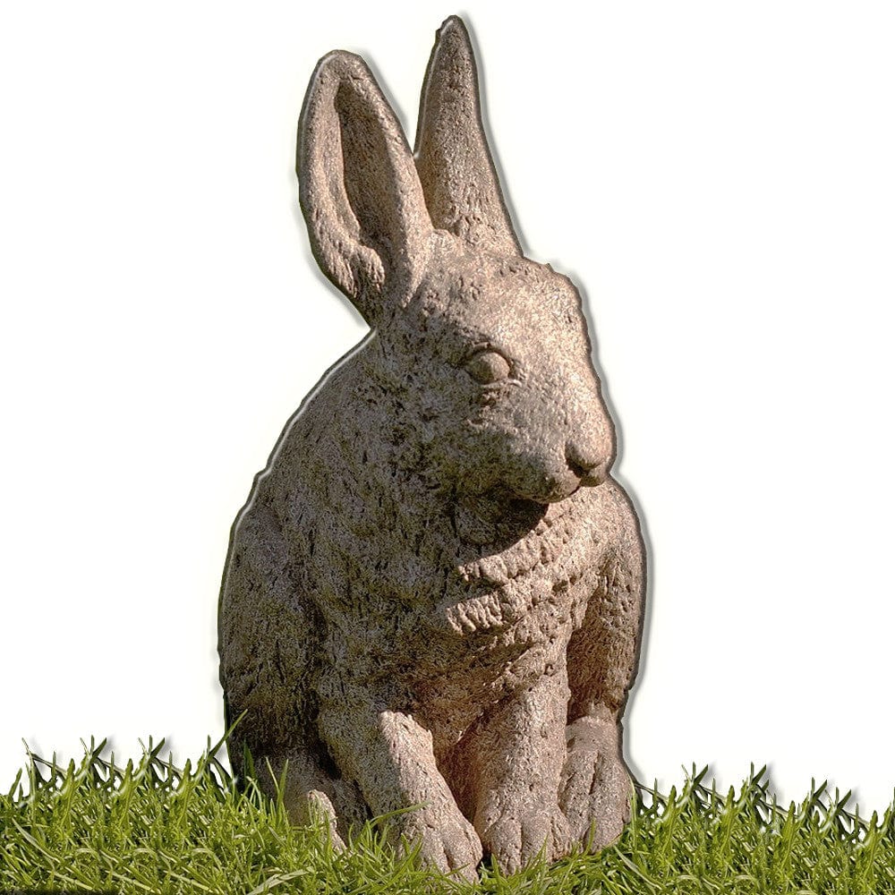 Hare Seated-Ears up Cast Stone Garden Statue - Outdoor Art Pros