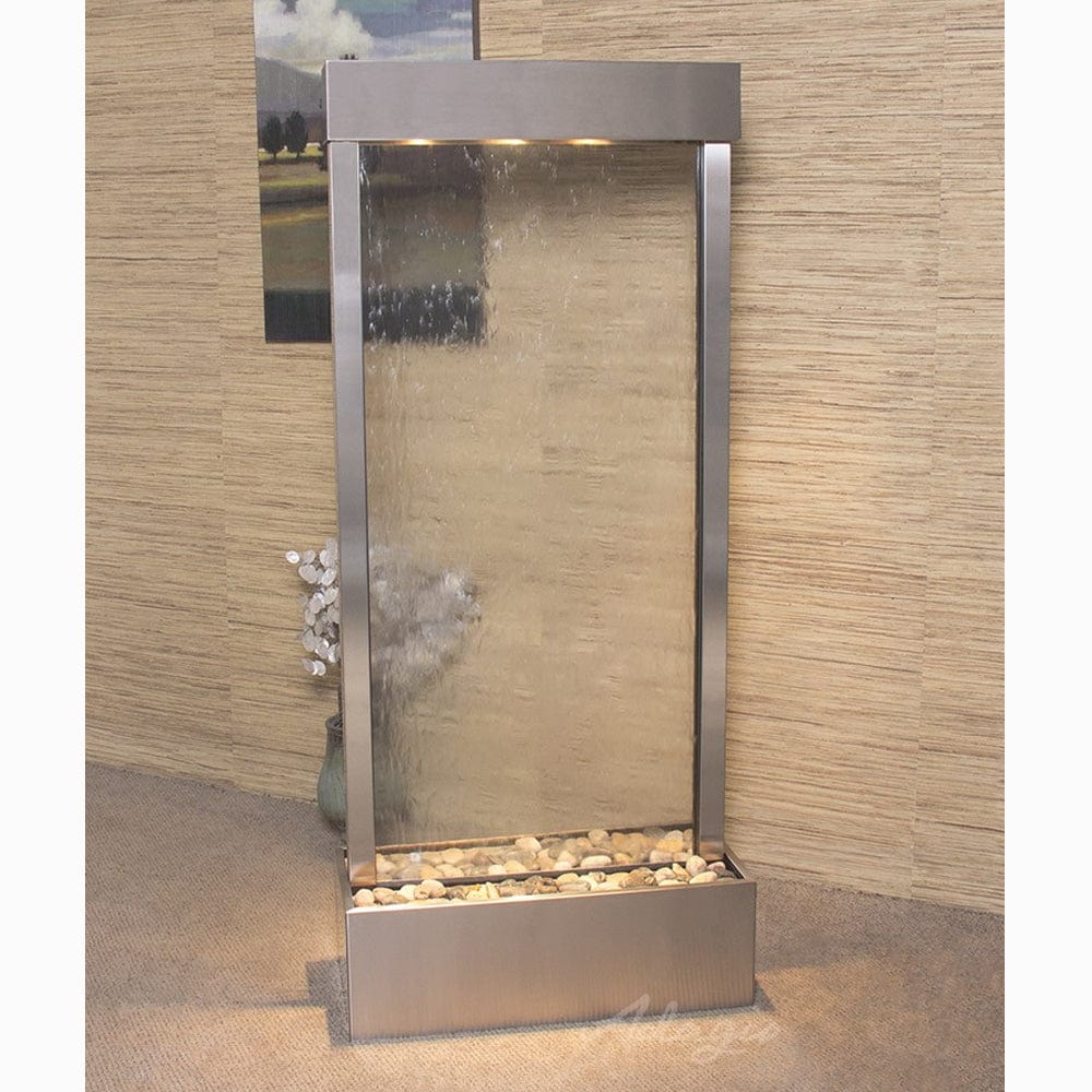 HarmonyRiver_CenteredInBase_-ClearGlass-StainlessSteel-White - Outdoor Art Pros