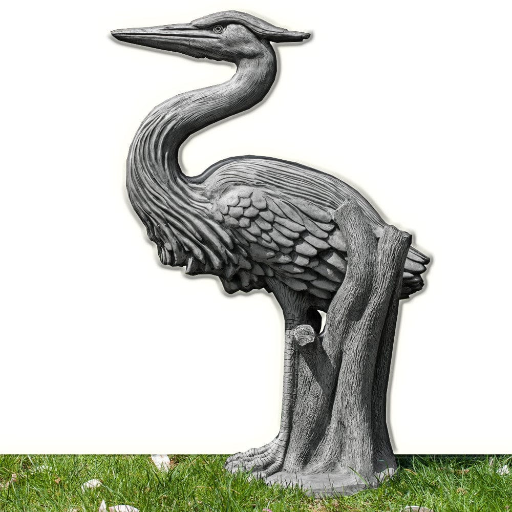 Heron Cast Stone Garden Statue - Outdoor Art Pros