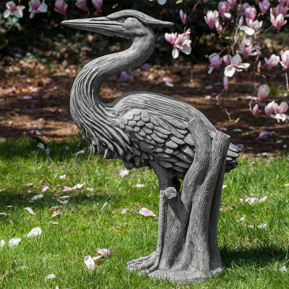 Heron Cast Stone Garden Statue - Outdoor Art Pros