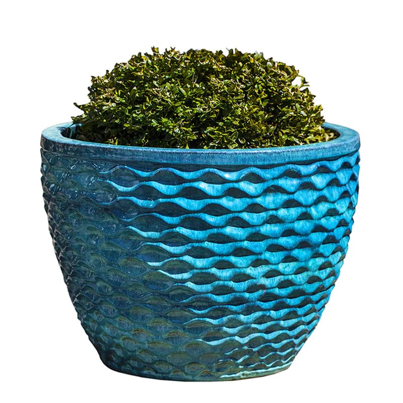 Honeycomb Glazed Terra Cotta Planter - Set of 4 in Aqua Finish