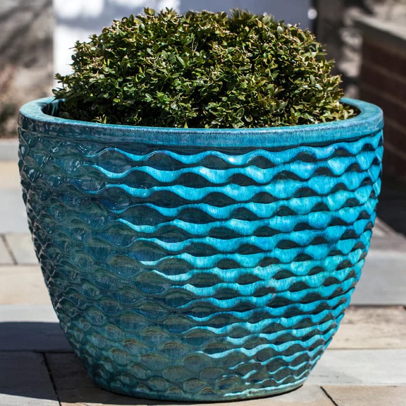 Honeycomb Glazed Terra Cotta Planter - Set of 4 in Aqua Finish