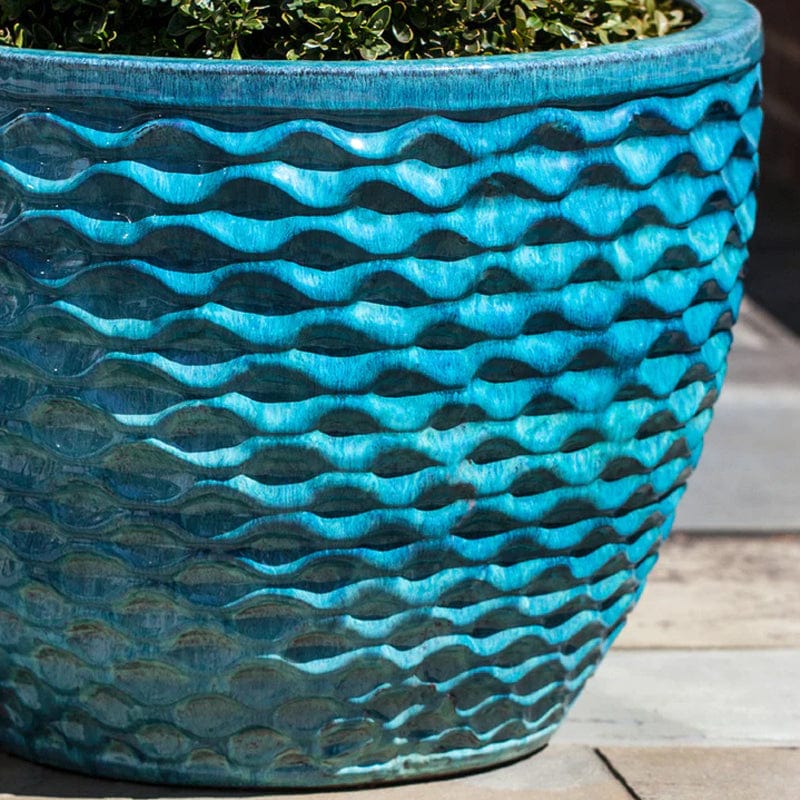 Honeycomb Glazed Terra Cotta Planter - Set of 4 in Aqua Finish