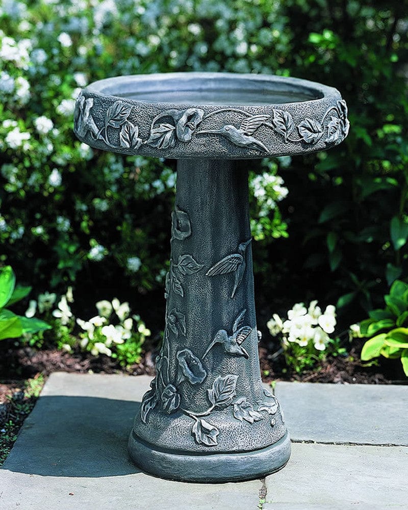 Hummingbird Cast Stone Birdbath - Outdoor Art Pros