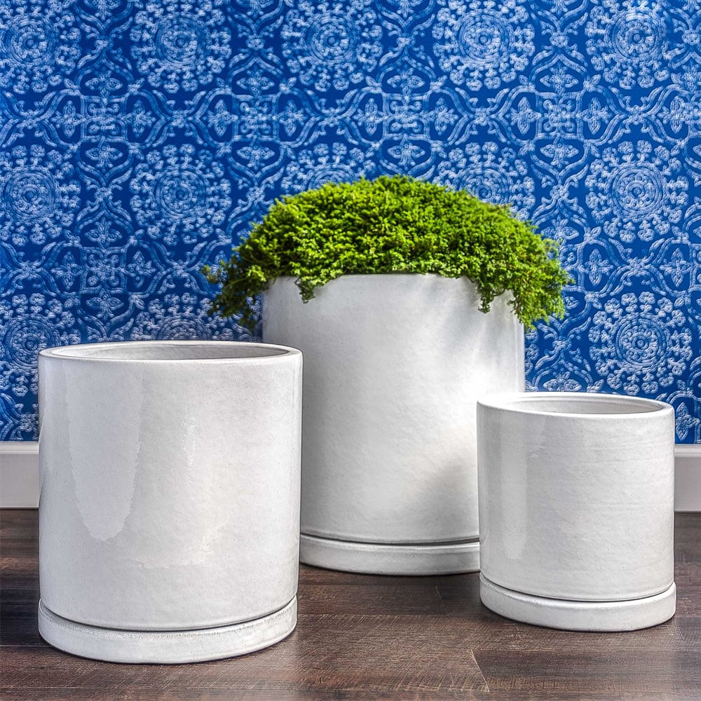 I/O Series Cylinder Planters Set of 3 in White Finish - Outdoor Art Pros