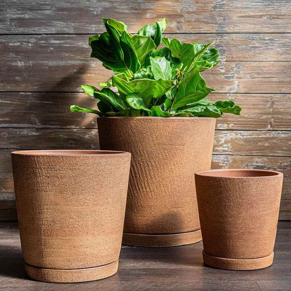 I/O Series Tapered Cylinder Planters - Set of 3 in Clay - Outdoor Art Pros