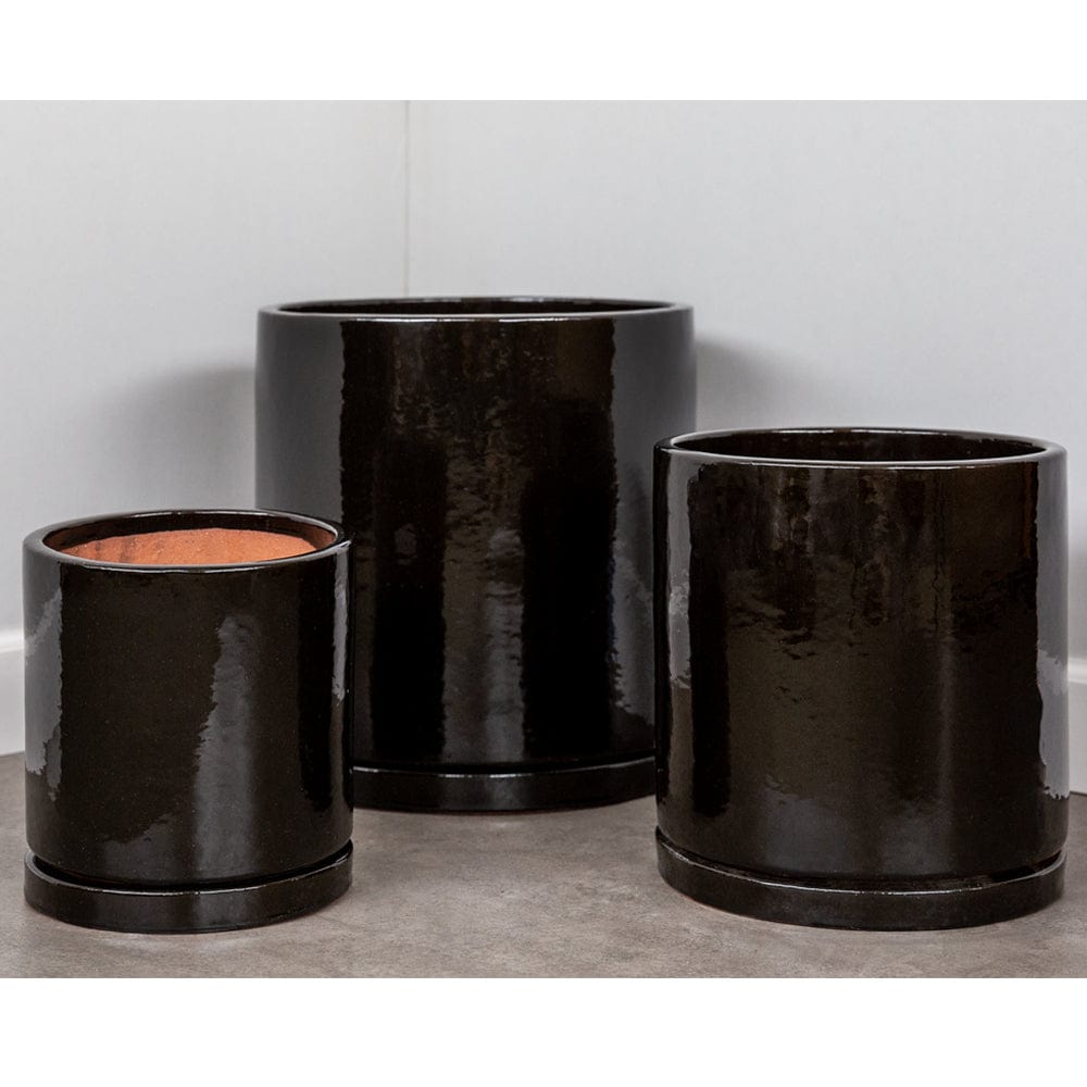  I/O Series Cylinder Planters Set of 3 in Cola Finish - Outdoor Art Pros