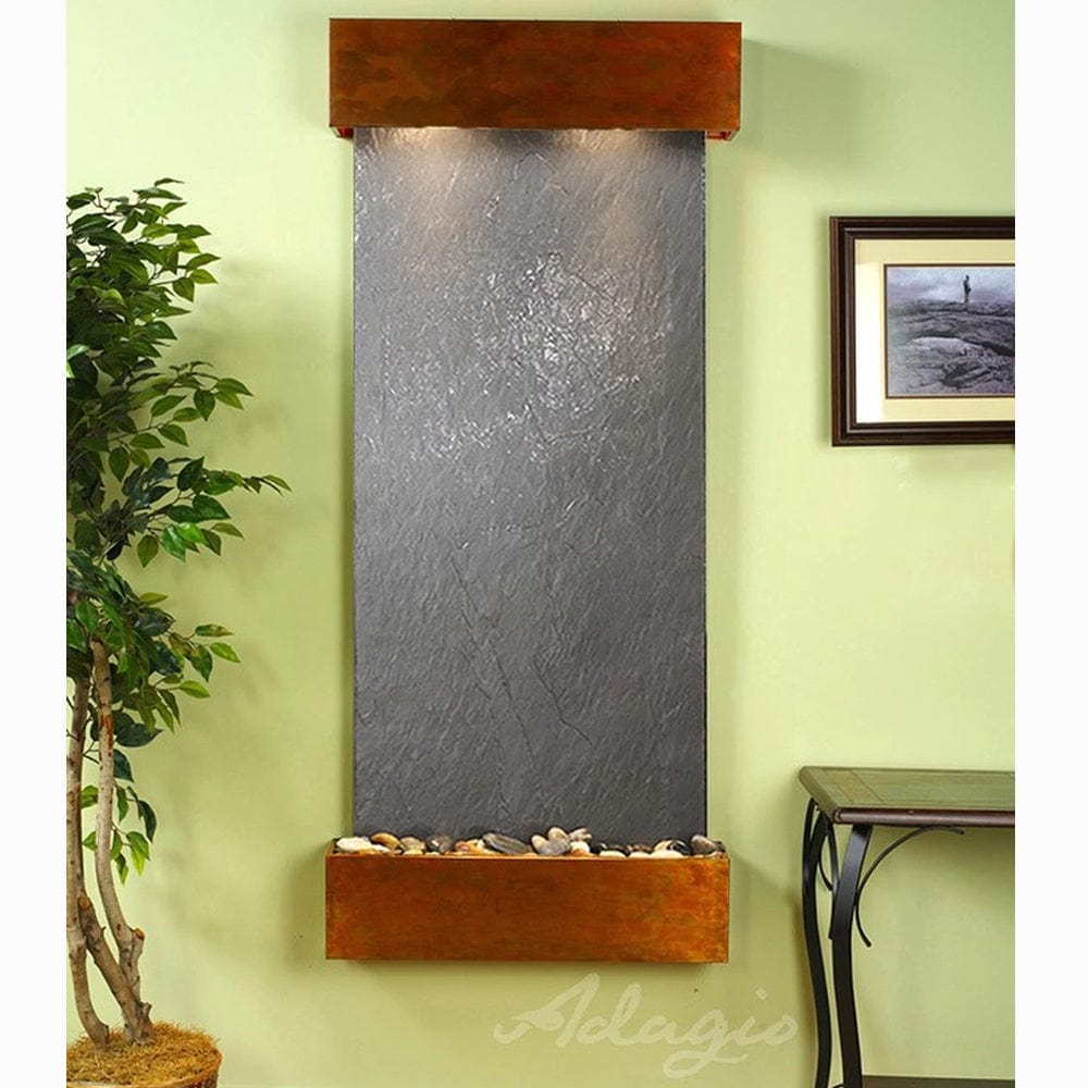 Inspiration_Falls_Black_Featherstone_with_Rustic_Copper_Trim_and_Square_Corners - Outdoor Art Pros