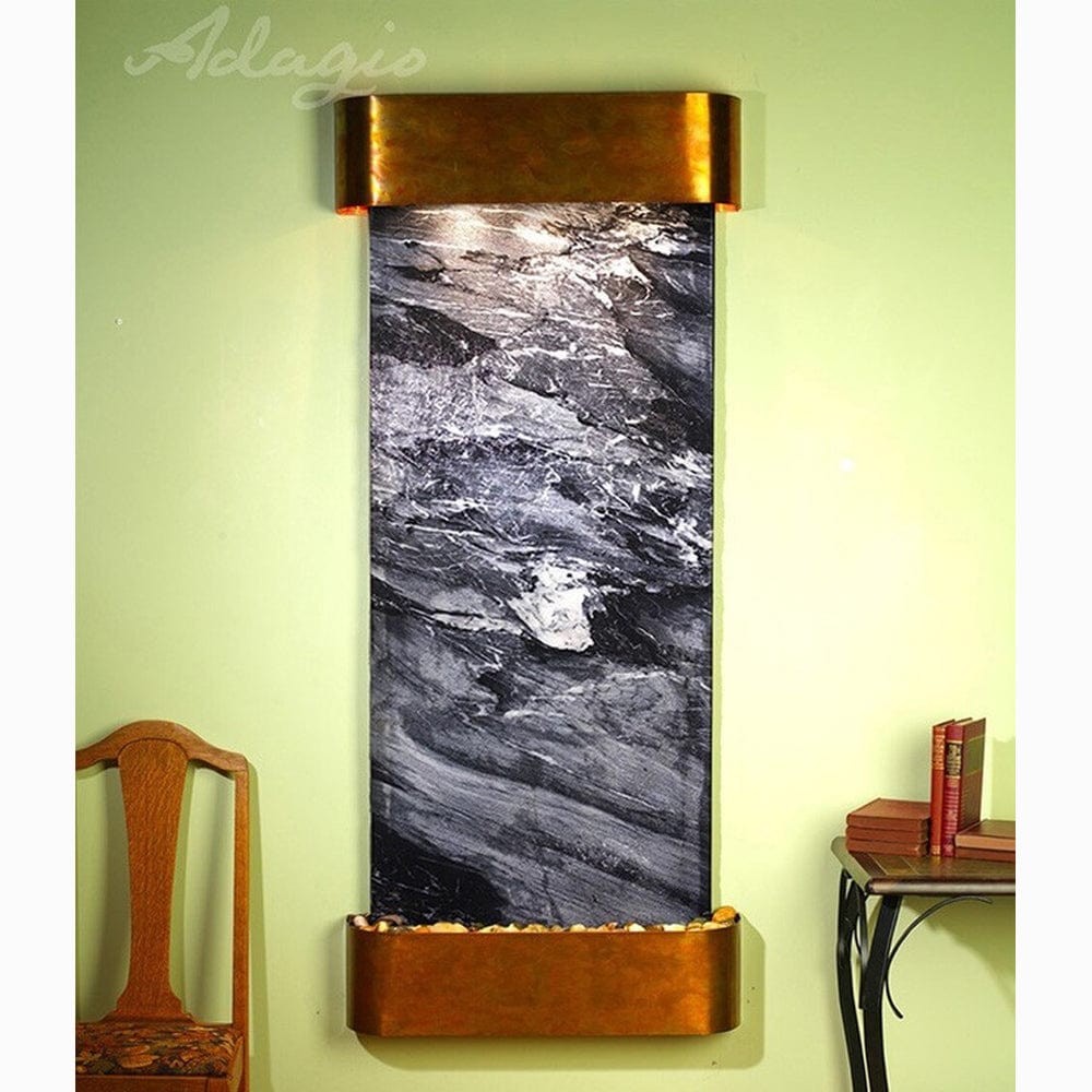 Inspiration_Falls_Black_Spider_Marble_with_Rustic_Copper_Trim_and_Round_Corners - Outdoor Art Pros