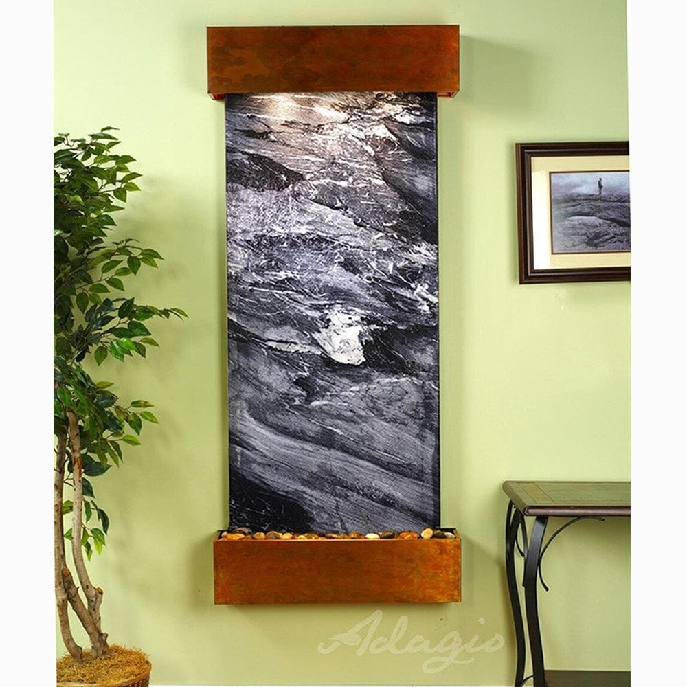 Inspiration_Falls_Black_Spider_Marble_with_Rustic_Copper_Trim_and_Square_Corners - Outdoor Art Pros