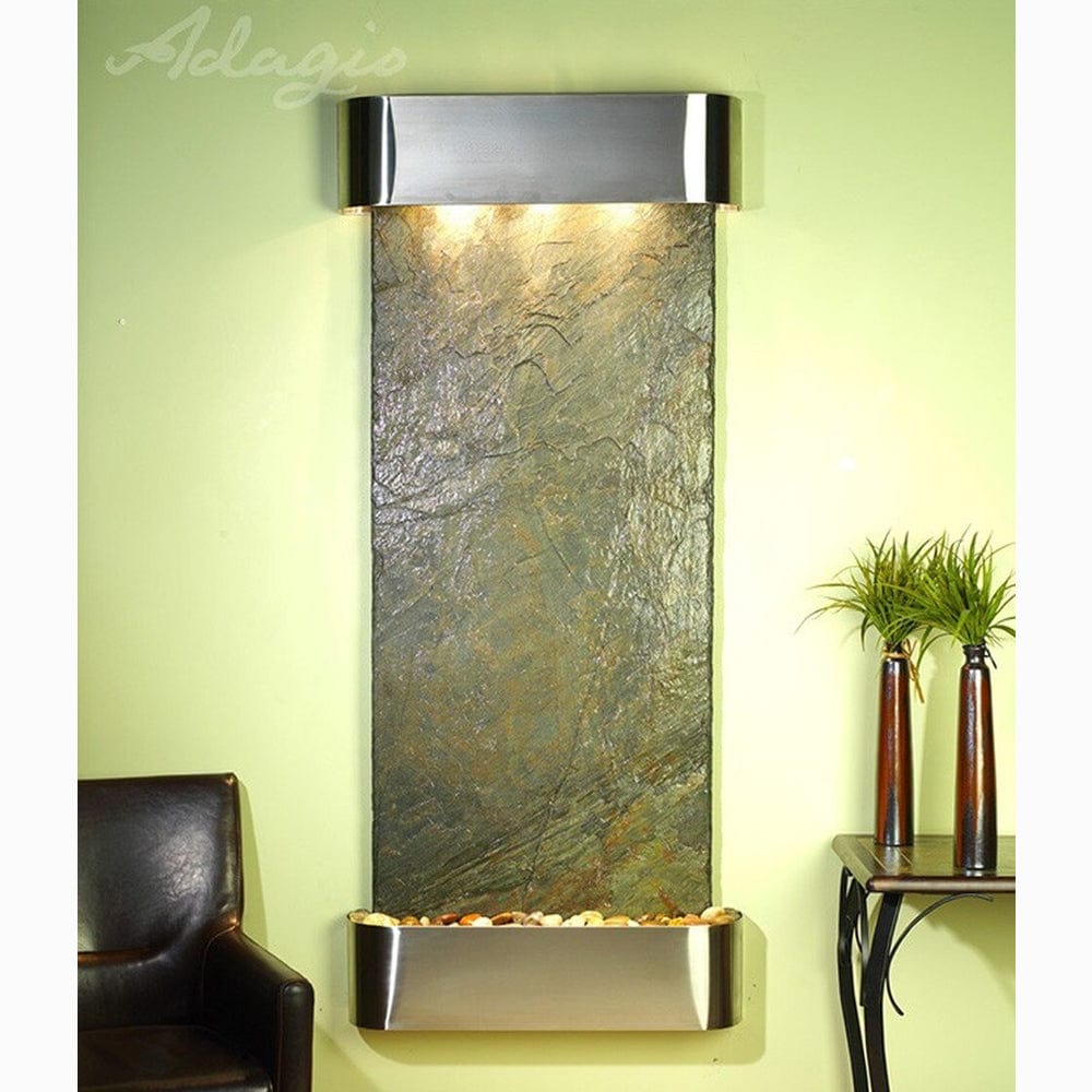 Inspiration_Falls_Green_Slate_with_Stainless_Steel_Trim_and_Round_Corners - Outdoor Art Pros
