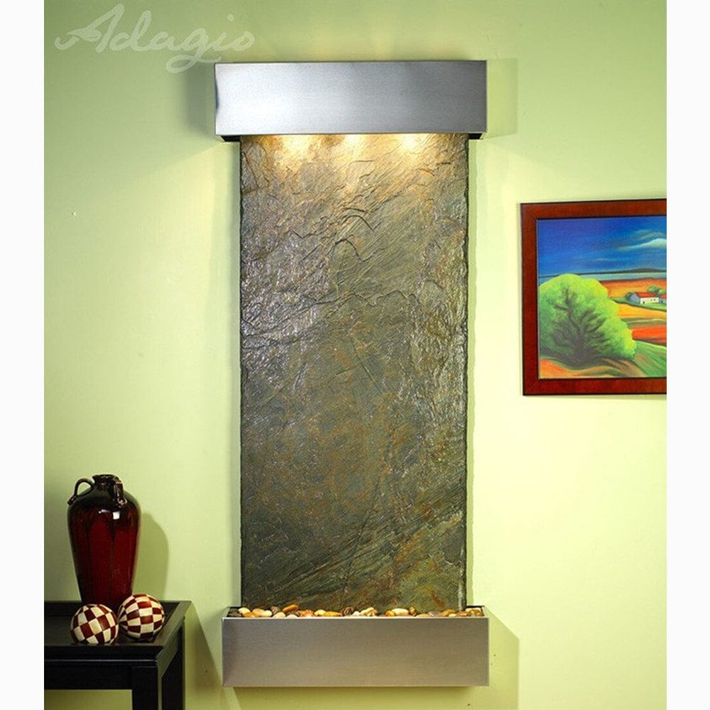 Inspiration_Falls_Green_Slate_with_Stainless_Steel_Trim_and_Square_Corners - Outdoor Art Pros