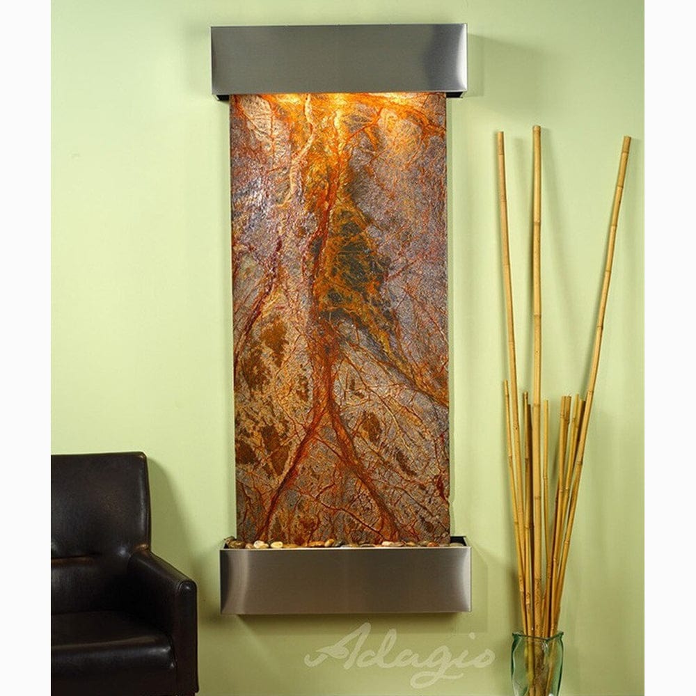 Inspiration_Falls_Rainforest_Brown_Marble_with_Stainless_Steel_Trim_and_Square_Corners - Outdoor Art Pros