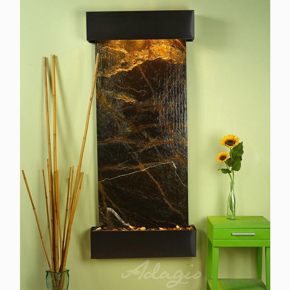Inspiration_Falls_Rainforest_Green_Marble_with_Blackened_Copper_Trim_and_Square_Corners - Outdoor Art Pros