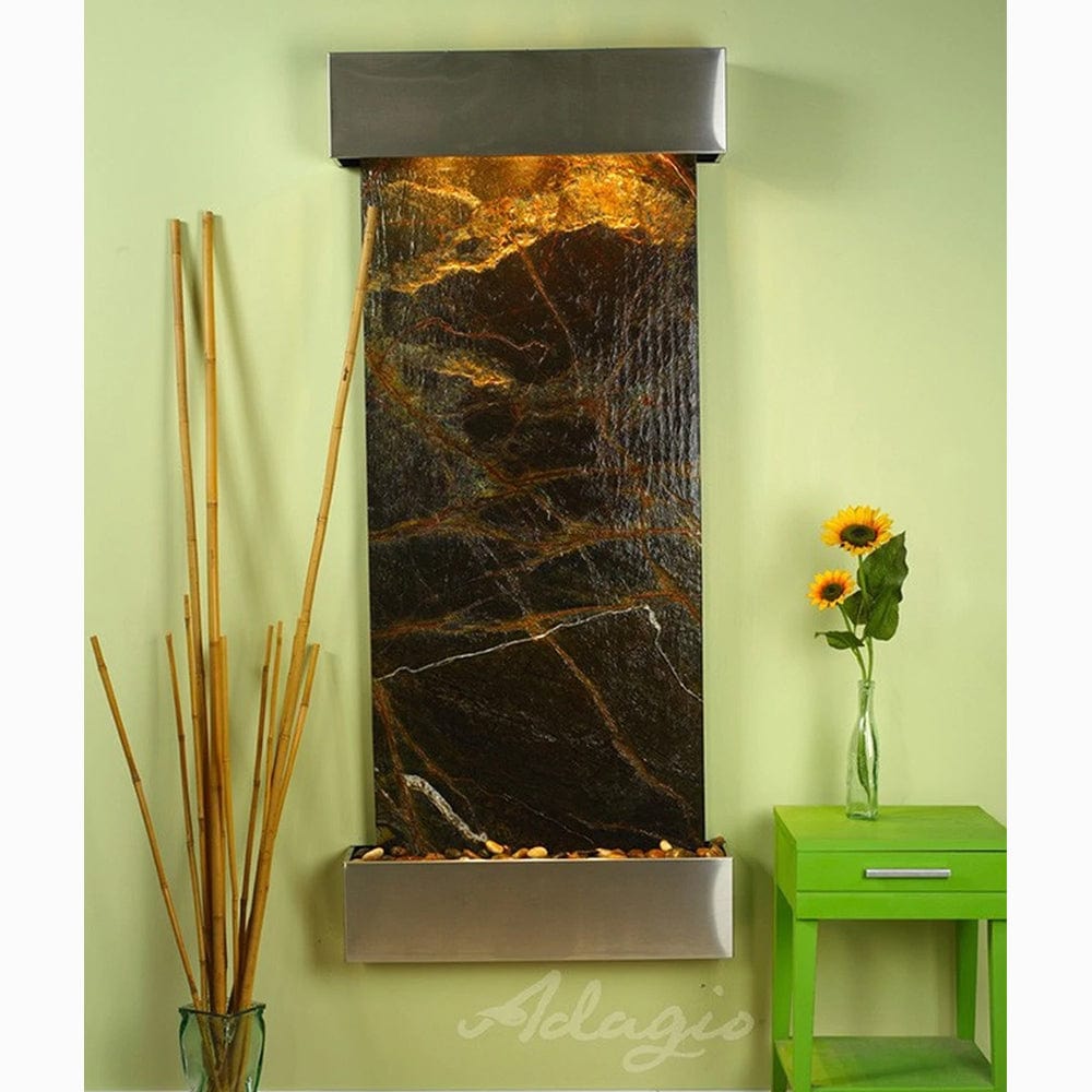 Inspiration_Falls_Rainforest_Green_Marble_with_Stainless_Steel_Trim_and_Square_Corners - Outdoor Art Pros
