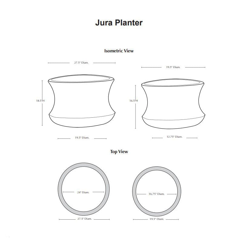 Jura Planter Set of 2 Specs - Outdoor Art Pros