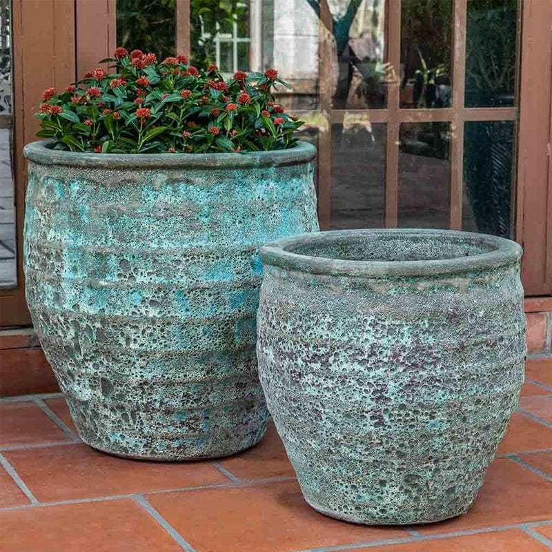 Knossos Planter Set of 2 in Verdigris Finish - Outdoor Art Pros