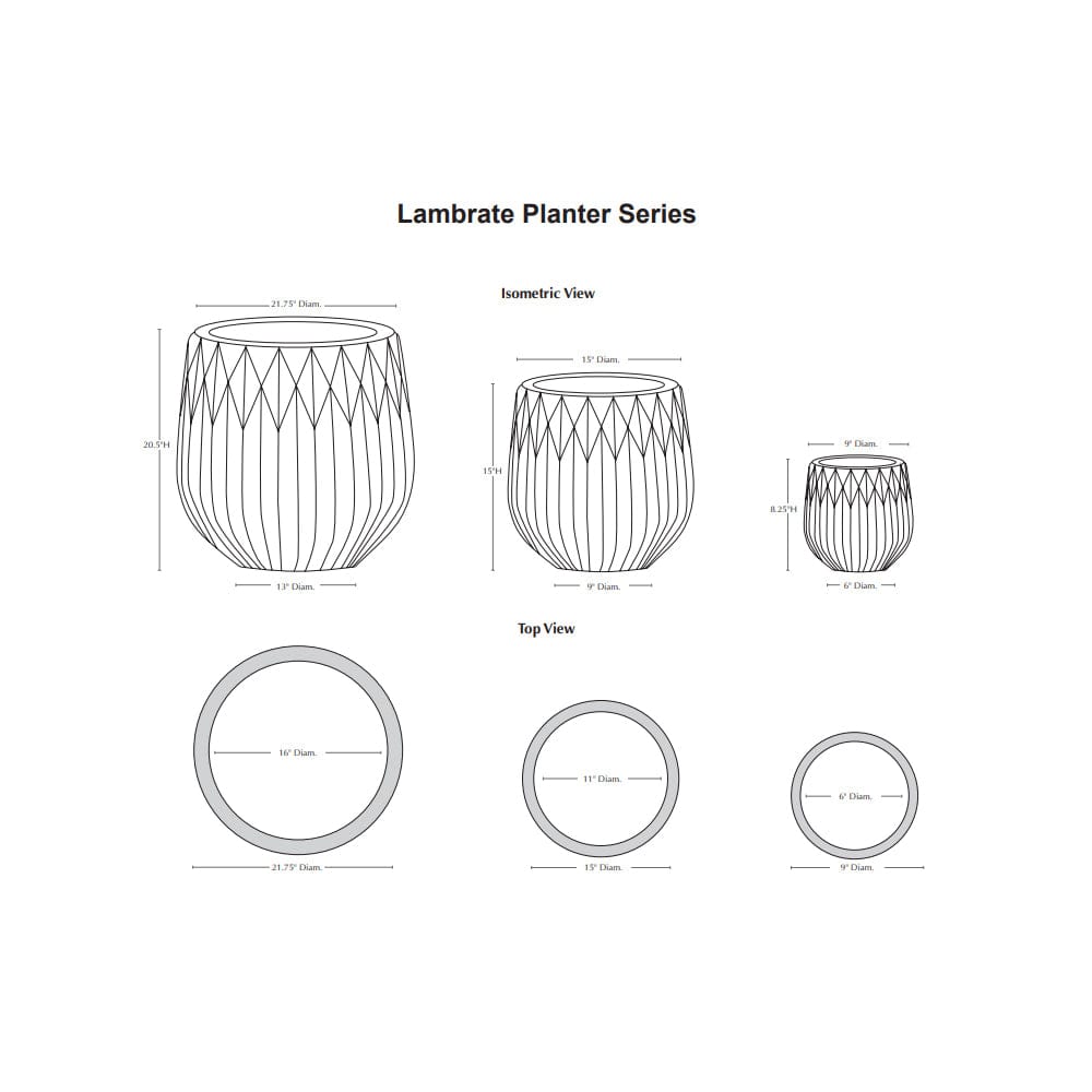Lambrate Planter - Set of 3 Specs - Outdoor Art Pros