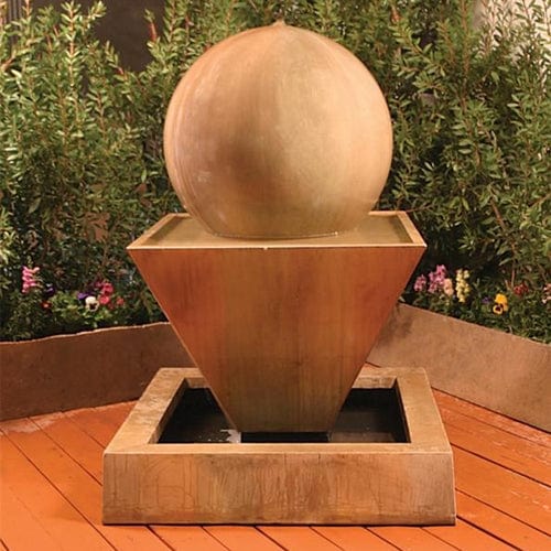 Large Oblique Outdoor Fountain with Ball - Outdoor Art Pros