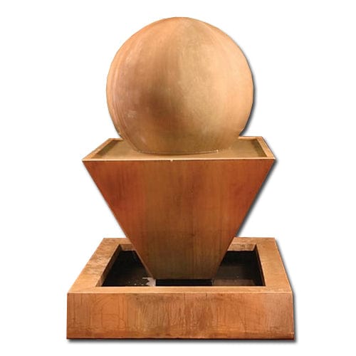 Large Oblique Outdoor Fountain with Ball - Outdoor Art Pros