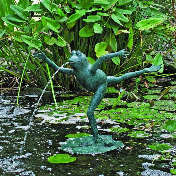 Brass Baron Leaping Frog Garden Accent and Pool Statuary - Brass Baron - Outdoor Art Pros