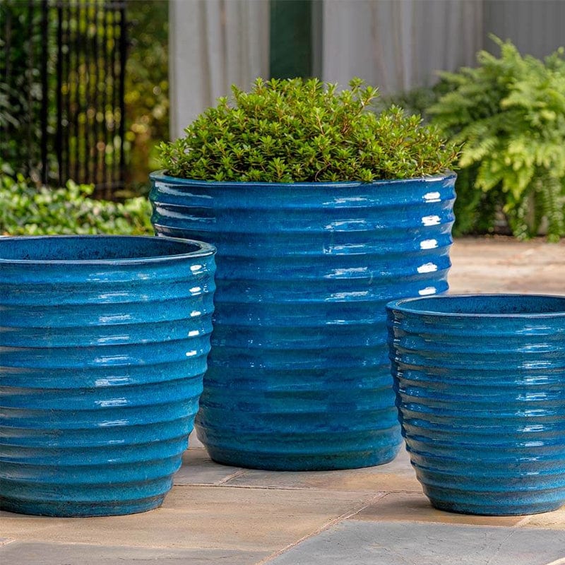 Linea Planter Set of 3 in Cerulean Blue - Outdoor Art Pros