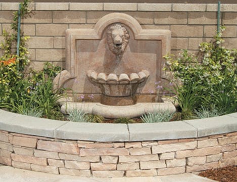 Lion Quatrefoil Outdoor Wall Water Fountain - Large