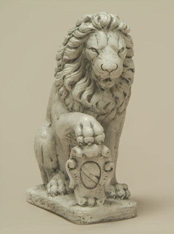 Lion with Right Paw on Shield Garden Statue - Statuary - Outdoor Art Pros