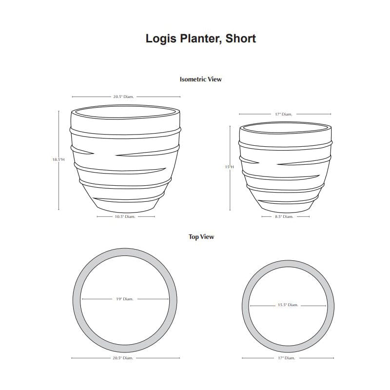 Logis Planter Short - Set of 2 Specs - Outdoor Art Pros