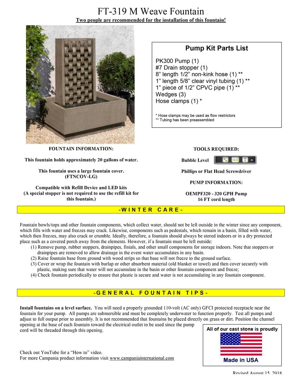 M Weave Garden Fountain - Outdoor Art Pros
