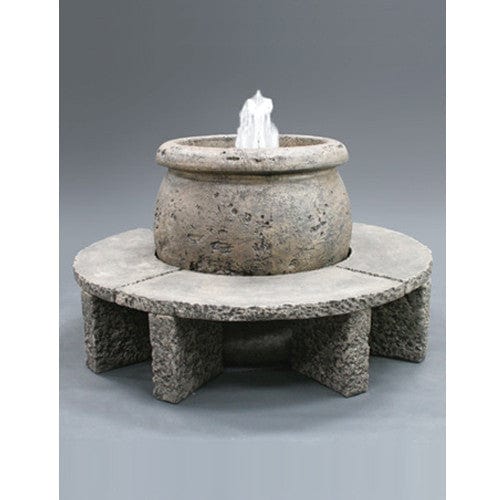 Mall Cast Stone Fountain with Granite Benches - Outdoor Art Pros