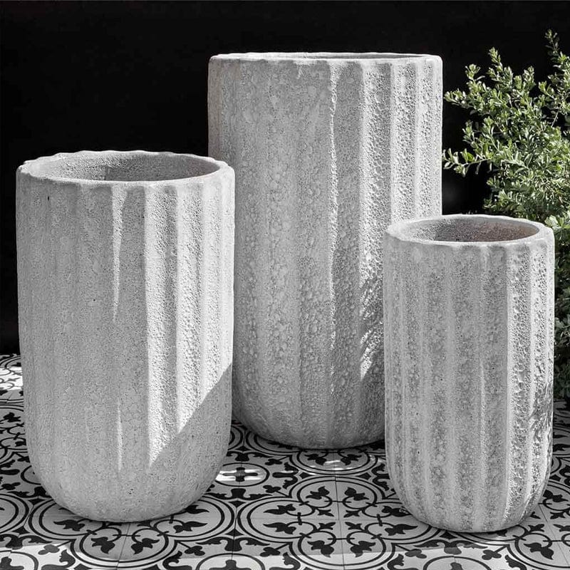 Maris Tall Planter Set of 3 in White Coral Finish - Outdoor Art Pros