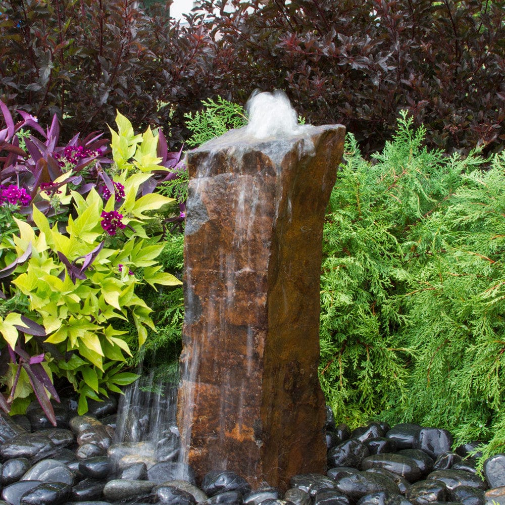 Medium Rustic Basalt Rock Column Fountain - Outdoor Fountain Pros