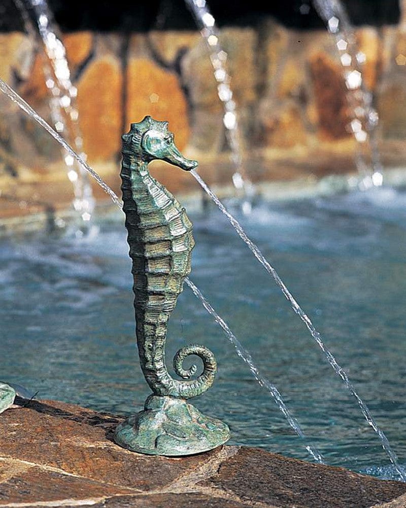 Brass Baron Medium Seahorse Garden Accent and Pool Statuary - Brass Baron - Outdoor Art Pros